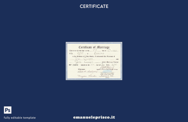 modello di certificato di matrimonio della provincia canadese della Nuova Scozia